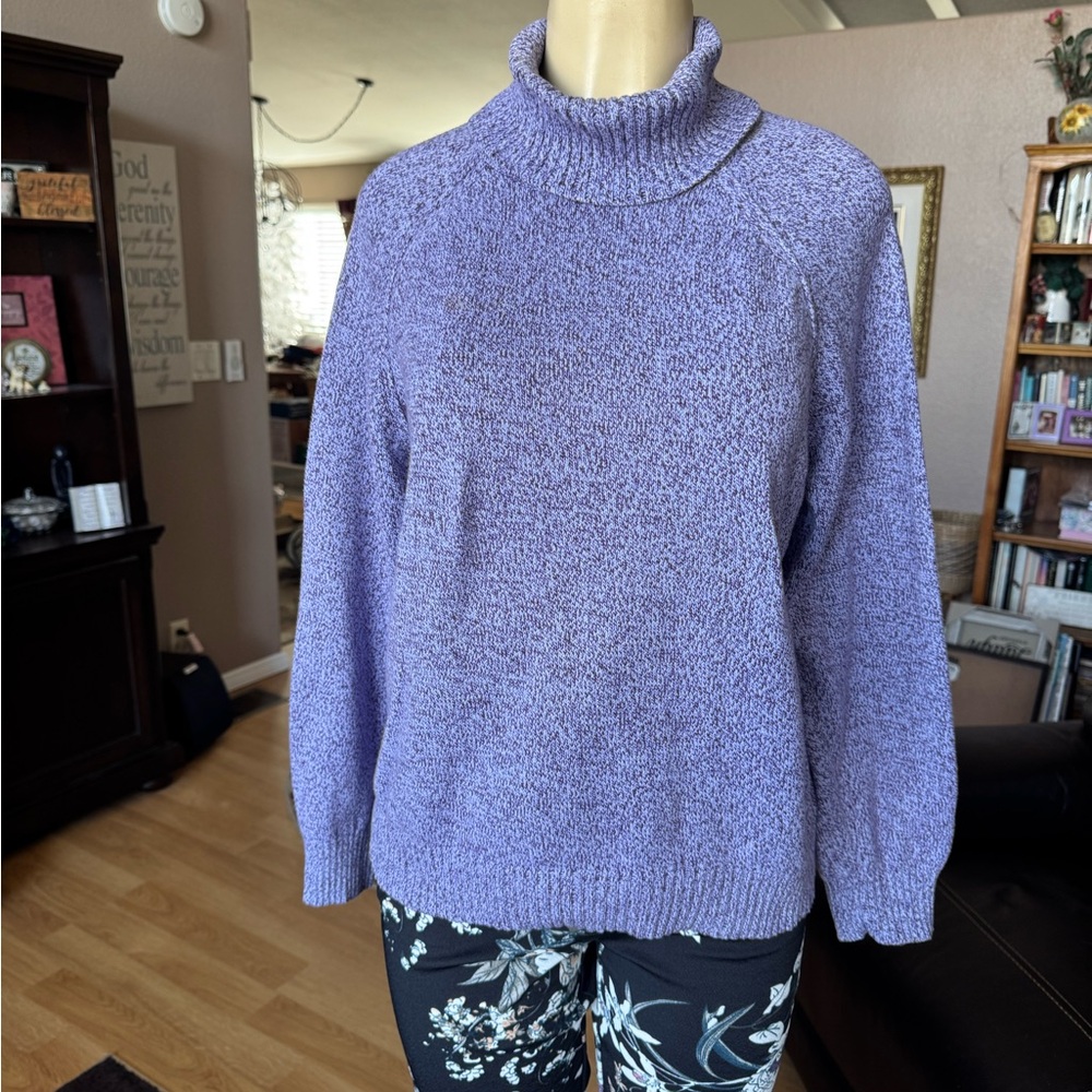 Karen Scott lavender thick long sleeve turtleneck sweater-size L - Picture 6 of 9